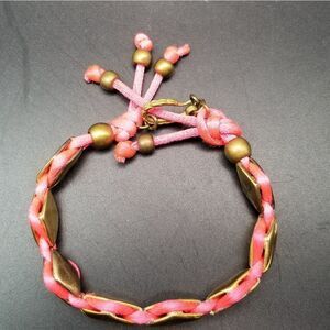 Vm designer pink barbie twine gold over silver bracelet B831